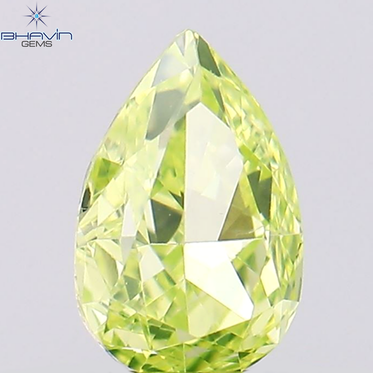 0.38 CT Natural Pear Diamond Enhanced Greenish Yellow Color Clarity VS1 (5.55 MM)