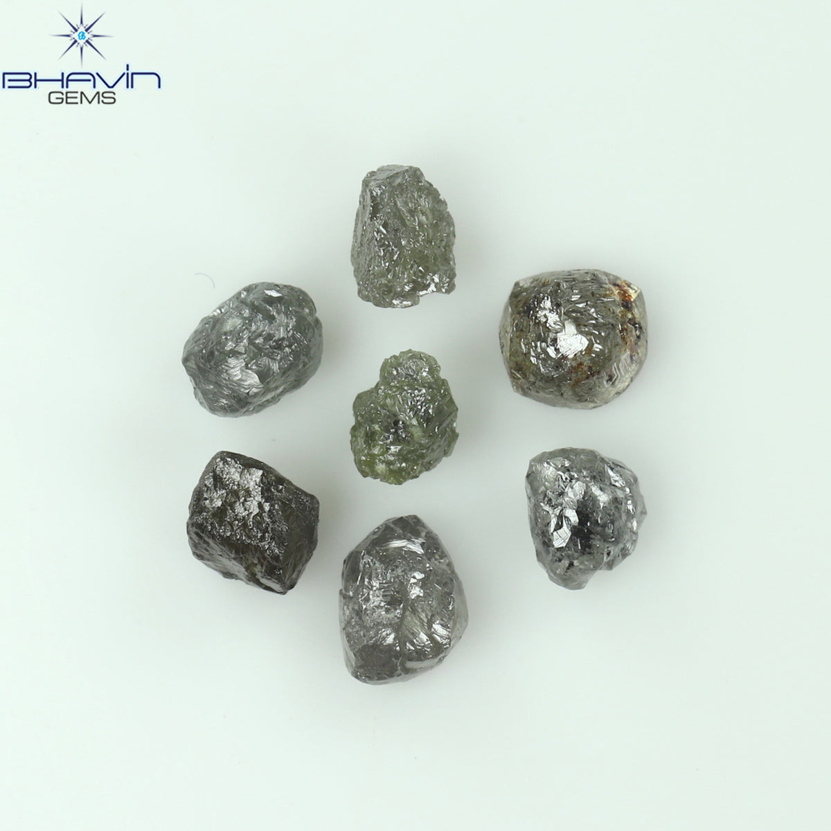 3.09 CT/20 ピース ラフシェイプ ソルト アンド ペッパー カラー ナチュラル ダイヤモンド I3 クラリティ (3.18 MM)