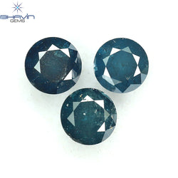 0.73 CT/3 Pcs Round Diamond Blue Diamond Natural Diamond I3 Clarity (3.88 MM)