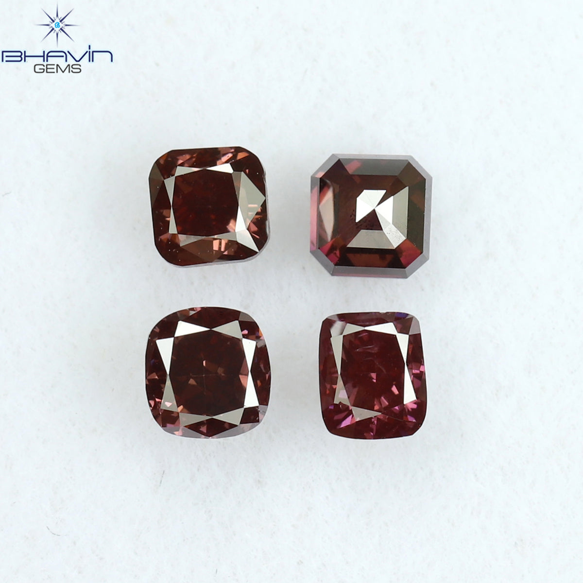 0.70 CT/4 Pcs Natural Cushion Diamond Enhanced Pink Color Clarity VS2 (3.06 MM)