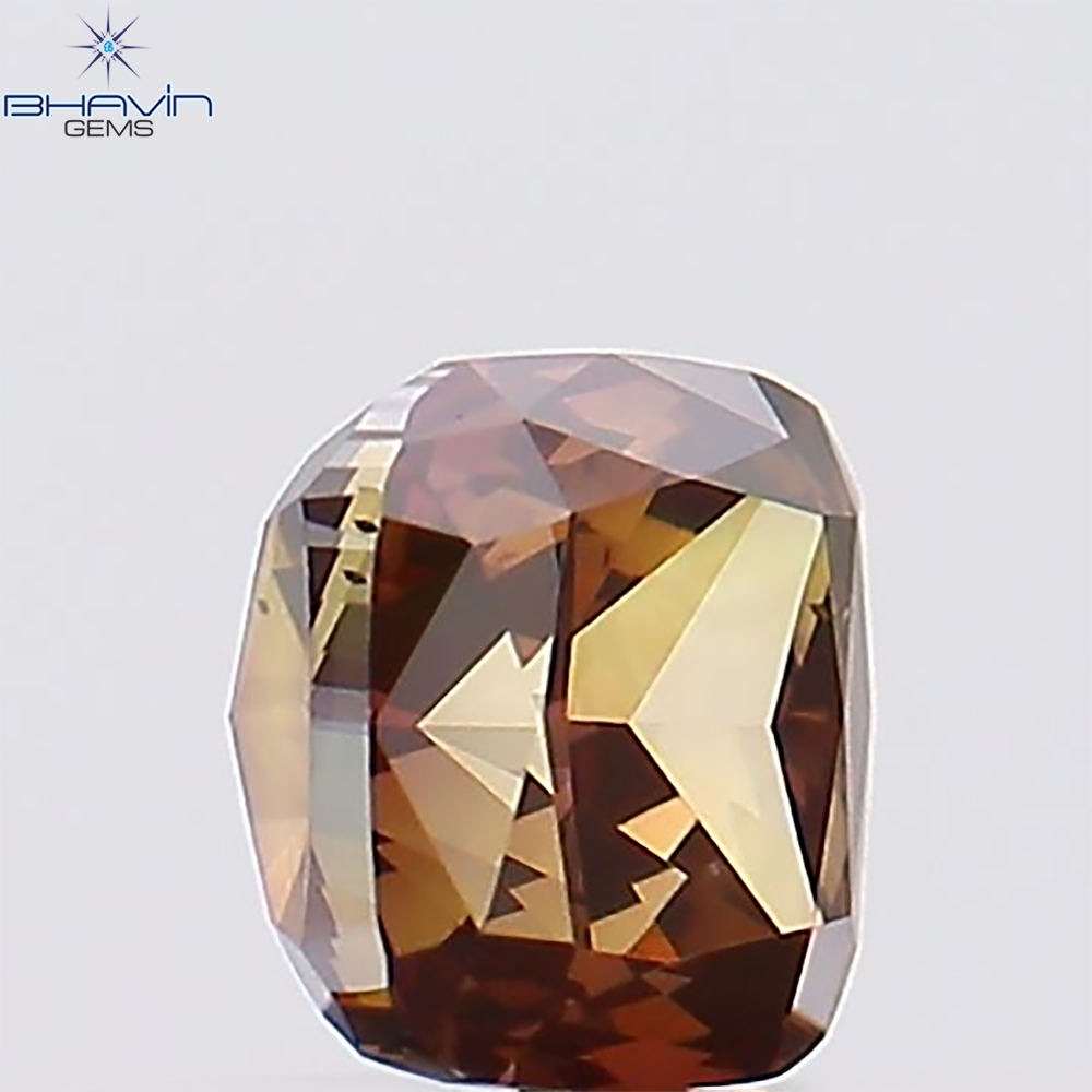 0.37 CT、クッション ダイヤモンド、ブラウン ピンク色、クラリティ VS1 (3.85 MM)