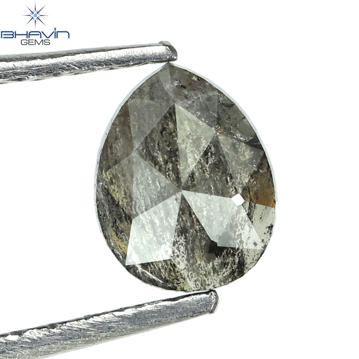 0.44 CT Natural Pear Diamond Salt And Pepper Color Clarity I3 (5.71 MM)