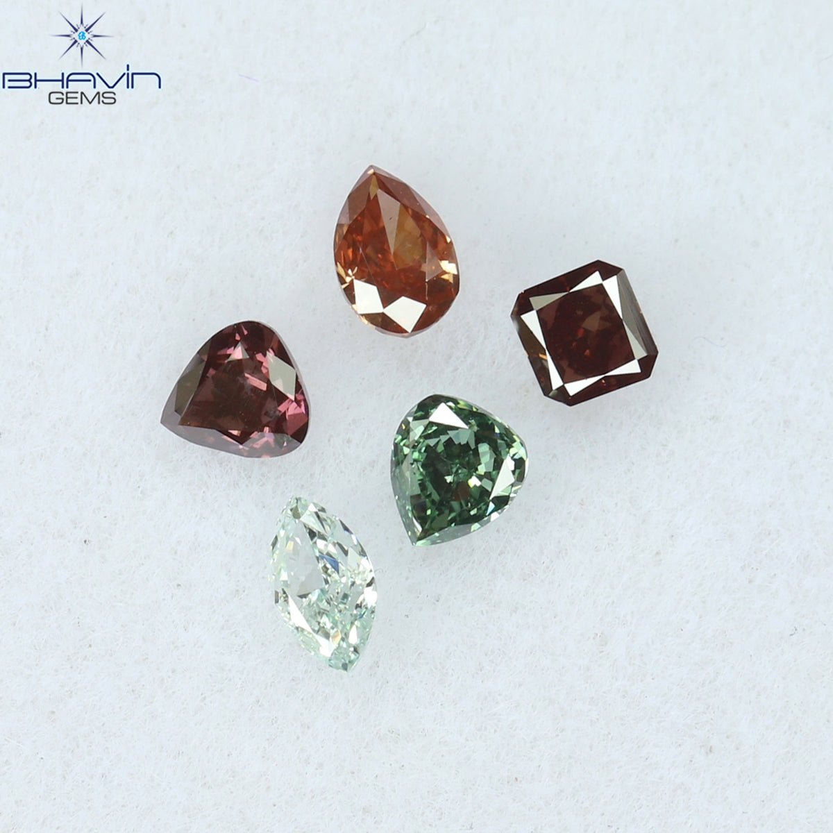 0.29 CT/5 Pcs Natural Mix Diamond Enhanced Mix Fancy Color Clarity SI2 (3.26 MM)