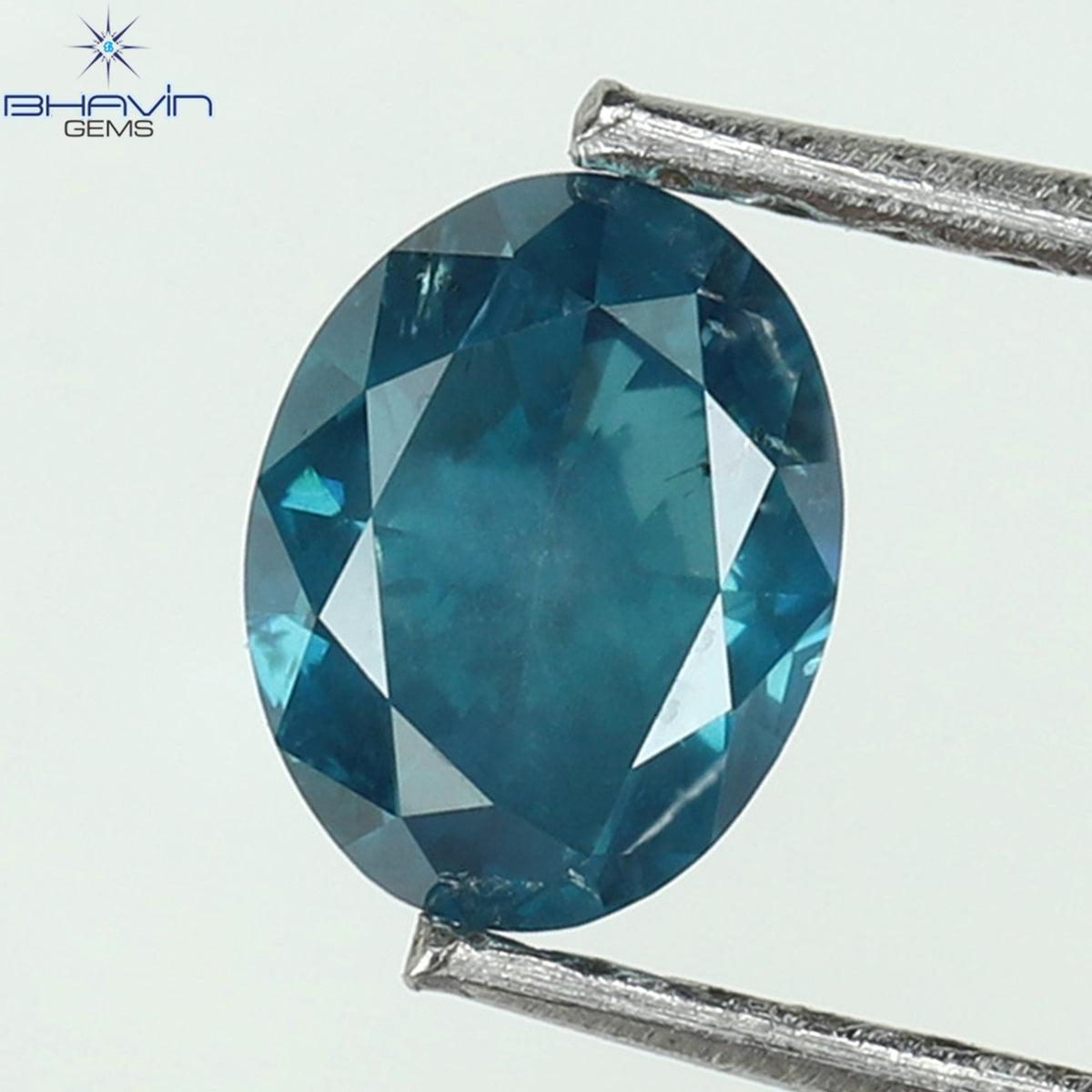 0.65 CT Oval Natural Diamond Enhanced Greenish Blue Color Clarity SI1 (5.70 MM)
