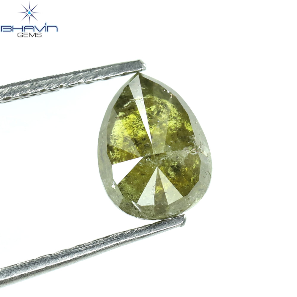 1.09 CT Pear Shape Natural Diamond Green Color I3 Clarity (7.23 MM)