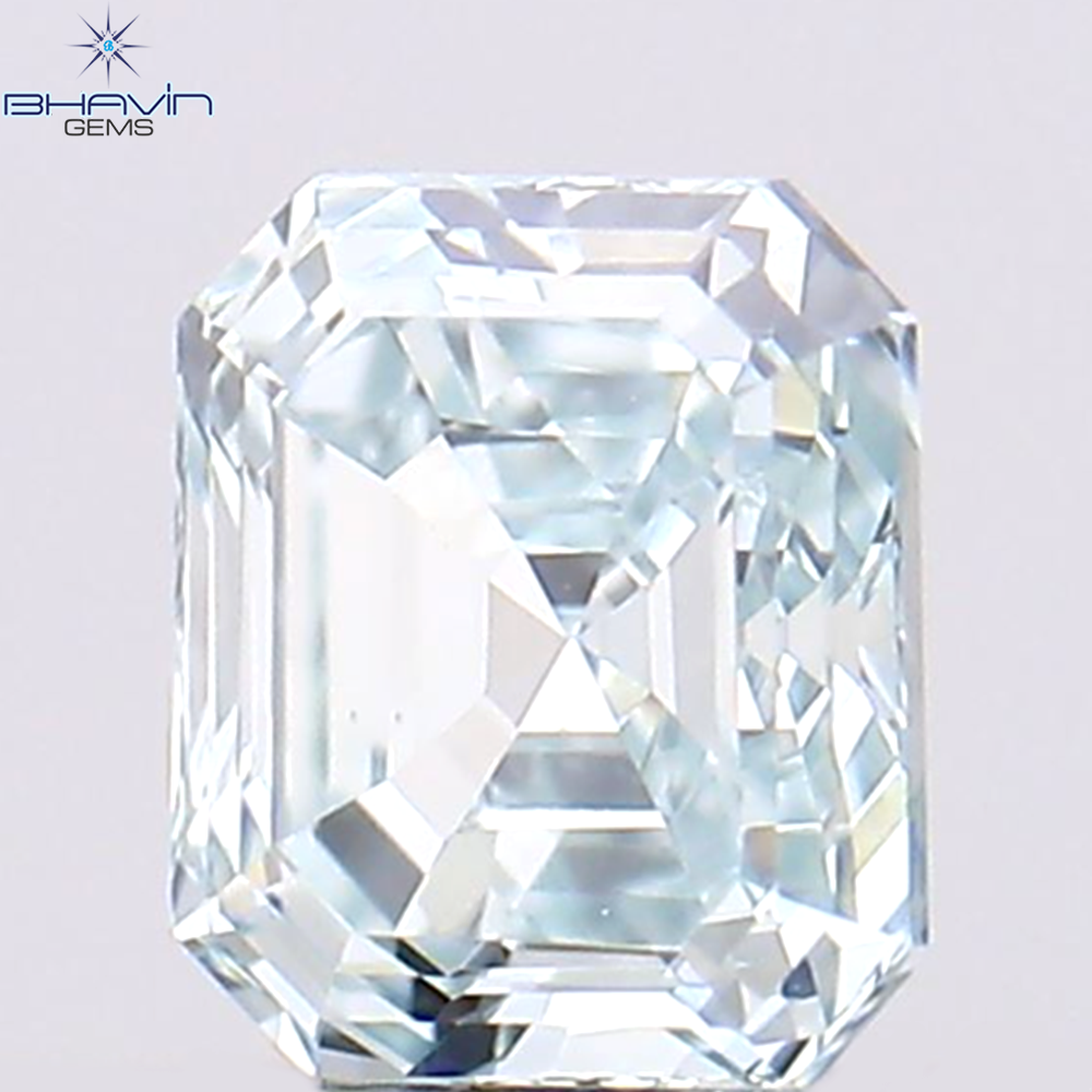 0.23 CT アッシャー シェイプ ナチュラル ダイヤモンド グリーンがかったブルー カラー VS1 クラリティ (3.68 MM)