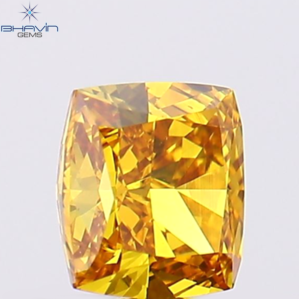 0.35 CT クッション シェイプ ナチュラル ダイヤモンド オレンジ色 VS1 クラリティ (4.08 MM)