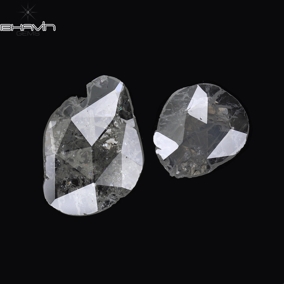 0.84 CT/2 Pcs Natural Rosecut Polki Diamond White Color Clarity I3 (9.26 MM)