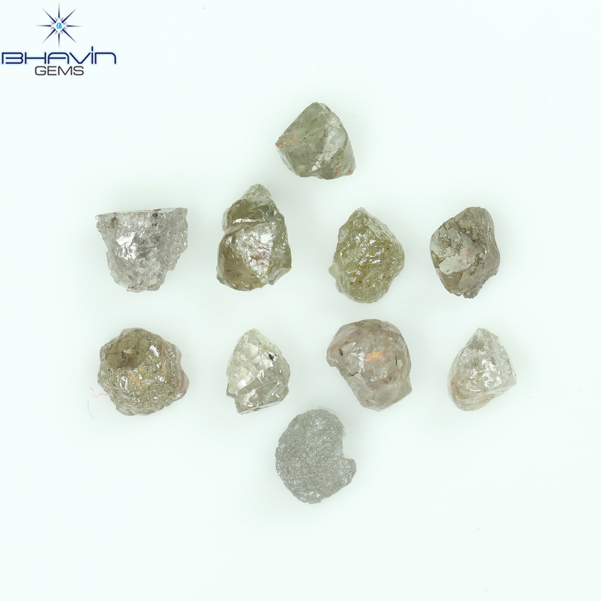 3.38 CT/10 Pcs Natural Rough Diamond Gray Color Clarity I3 (3.84 MM)