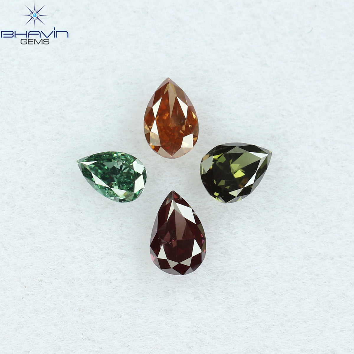 0.46 CT/4 Pcs Natural Pear Diamond Enhanced Mix Fancy Color Clarity VS2 (4.06 MM)