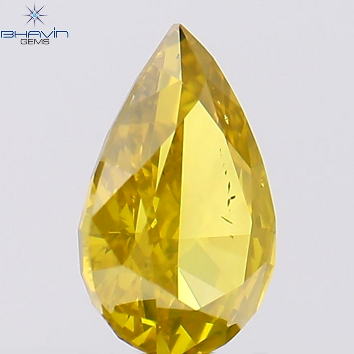 0.54 CT Natural Pear Diamond Enhanced Yellow Color Clarity SI1 (6.75 MM)