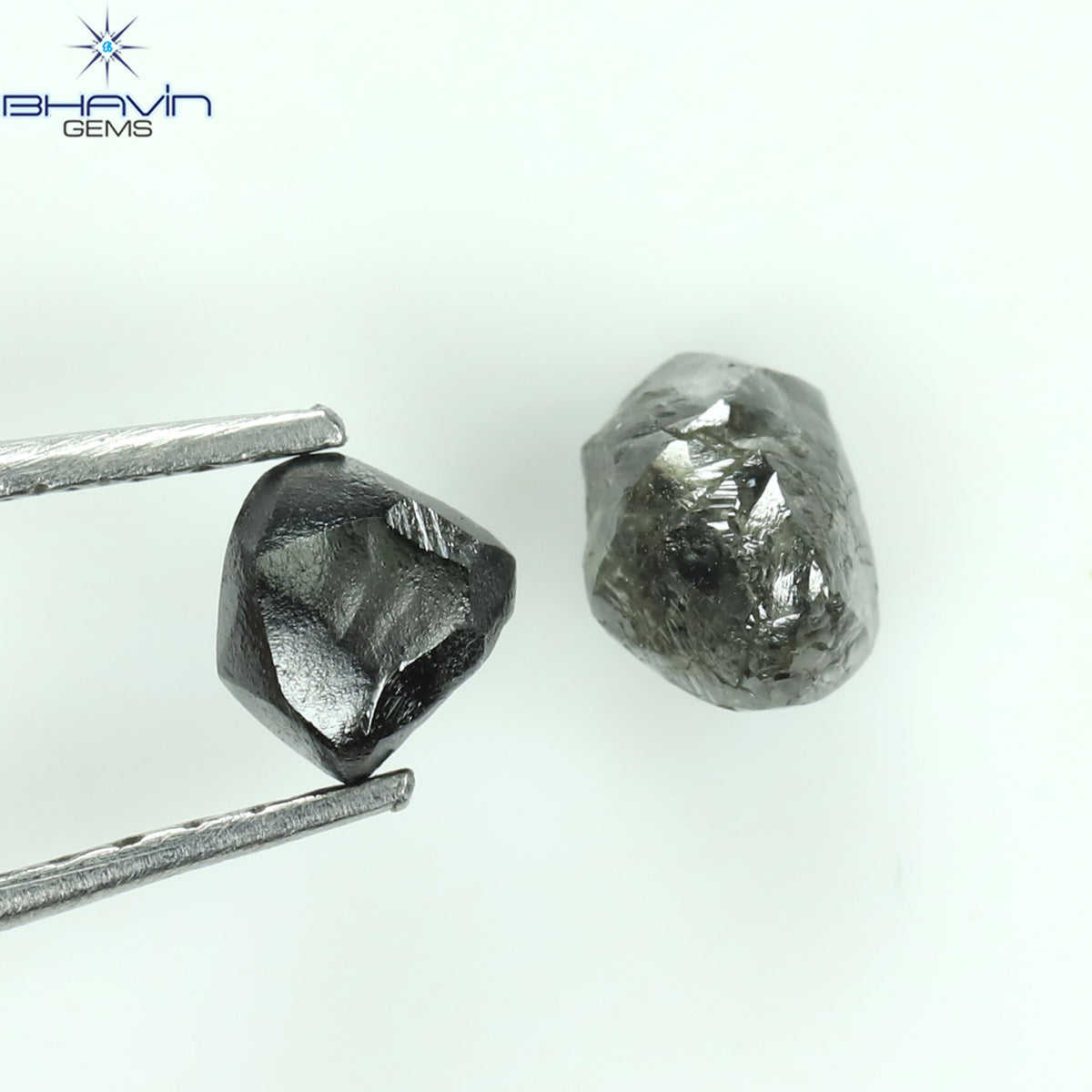 1.68 CT/3 Pcs Natural Rough Diamond Black & White Color Clarity I3 (5.24 MM)