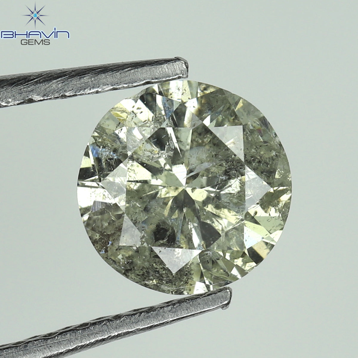 0.63 CT ラウンド シェイプ ナチュラル ルース ダイヤモンド ソルト アンド ペッパー カラー I2 クラリティ (5.55 MM)
