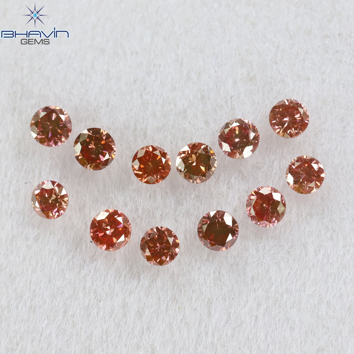 0.40 CT/12 個 ラウンド シェイプ ナチュラル ルース ダイヤモンド ピンク カラー SI クラリティ (2.15 MM)