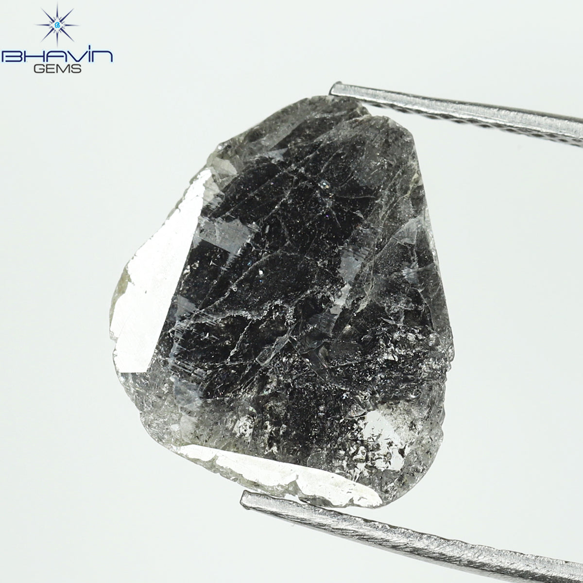 2.26 CT スライス シェイプ ナチュラル ダイヤモンド ソルト アンド ペッパー カラー I3 クラリティ (13.45 MM)