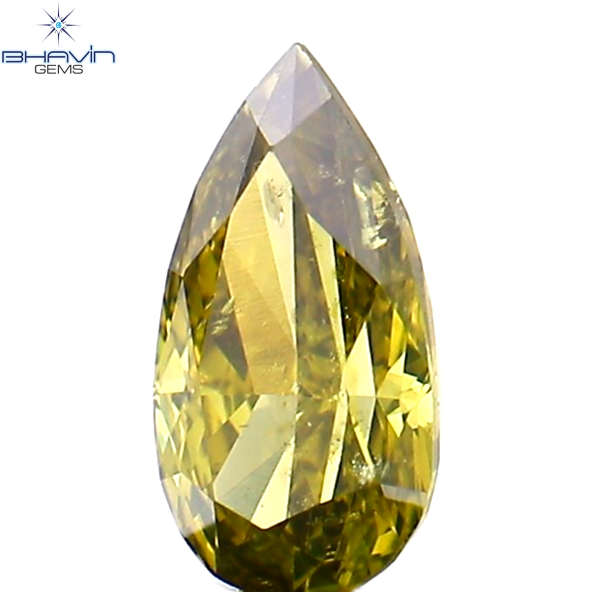 0.26 CT Natural Pear Diamond Enhanced Green Color Clarity SI2 (5.54 MM)