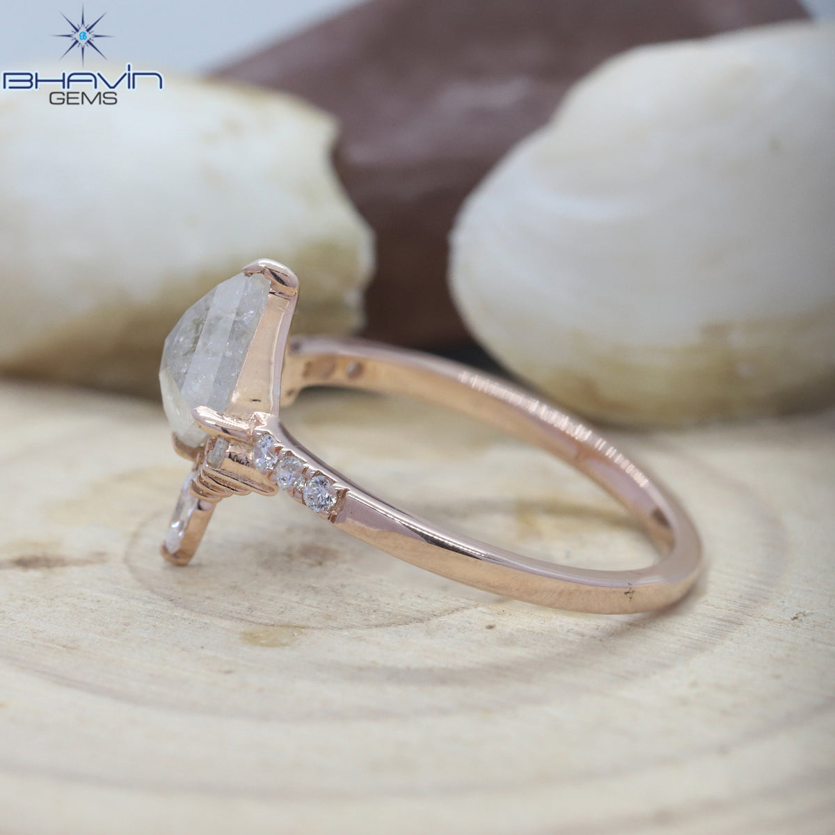 Kite Diamond  White Salt And Pepper Diamond Natural Diamond Ring Gold Ring Engagement Ring