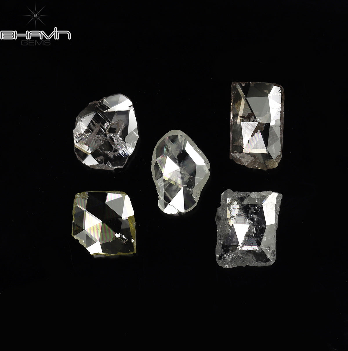 0.90 CT/5 Pcs Natural Rosecut Polki Diamond White Color Clarity I2 (5.75 MM)