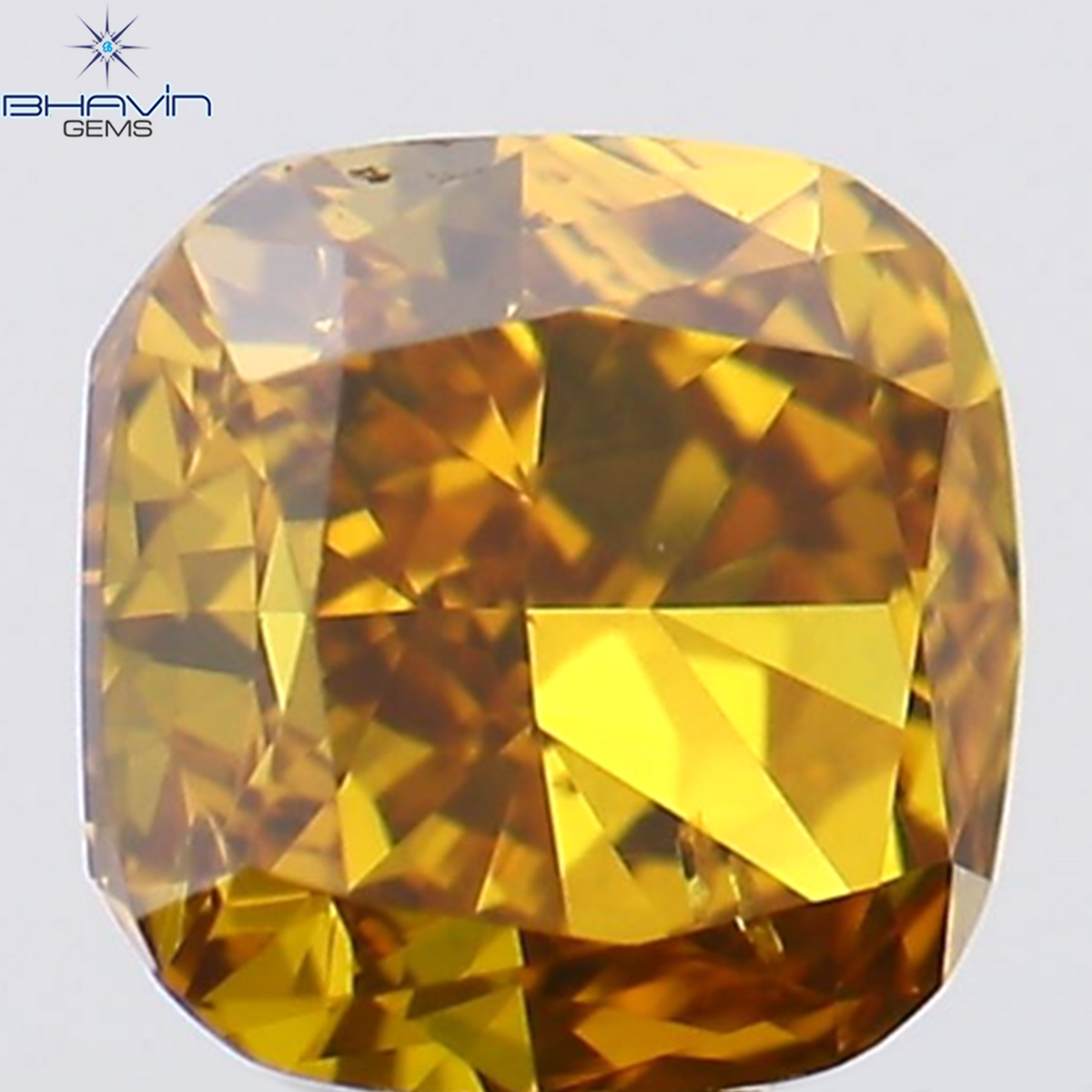 0.27 CT Natural Cushion Diamond Enhanced Orange Brown Color Clarity VS2 (3.62 MM)