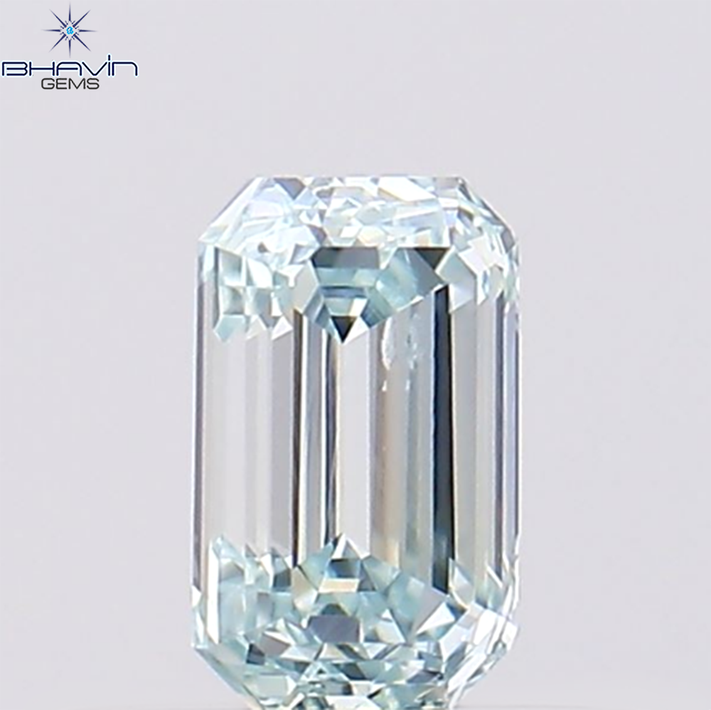 0.38 CT Natural Emerald Diamond Enhanced Greenish Blue Color Clarity VS1 (4.87 MM)