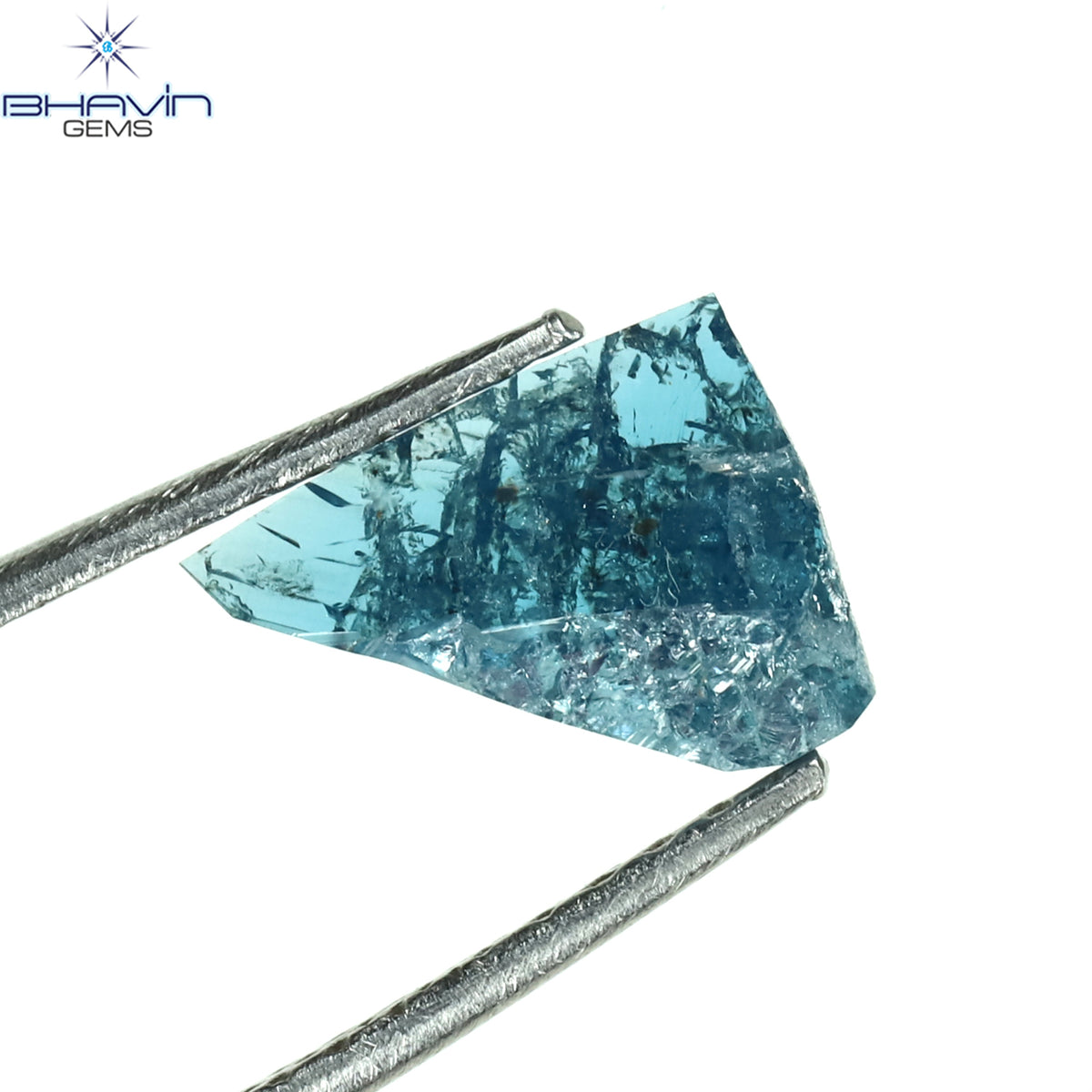0.43 CT Natural Trapezoid Rough Diamond Enhanced Blue Color Clarity I3 (9.20 MM)