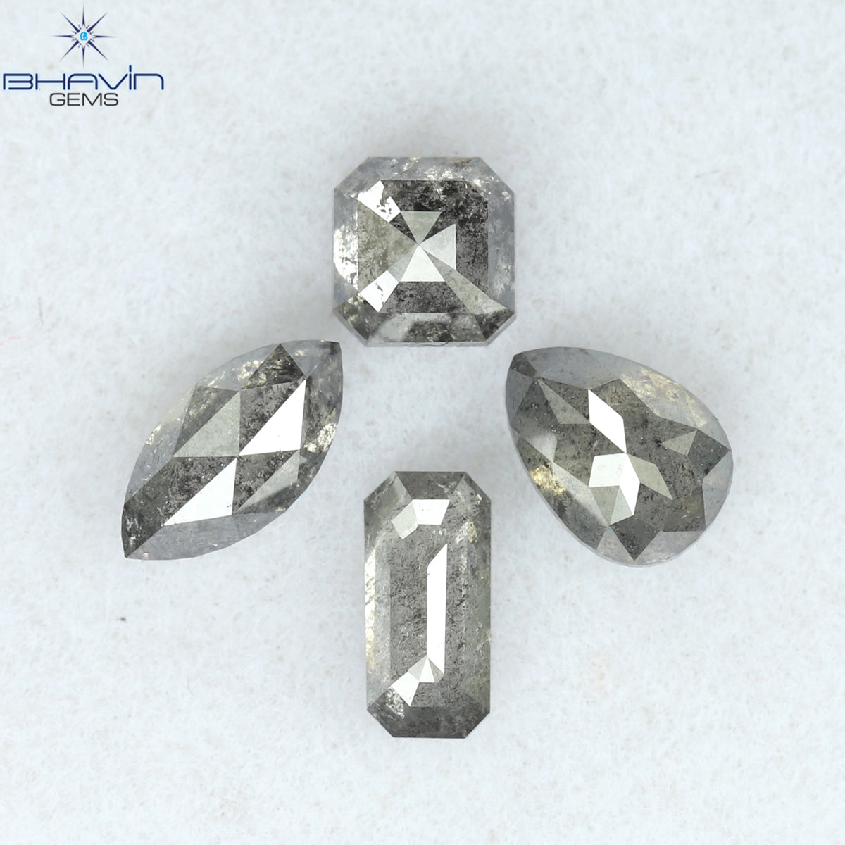 1.26 CT/4 Pcs Natural Mix Diamond Salt And Pepper Color Clarity I3 (5.94 MM)