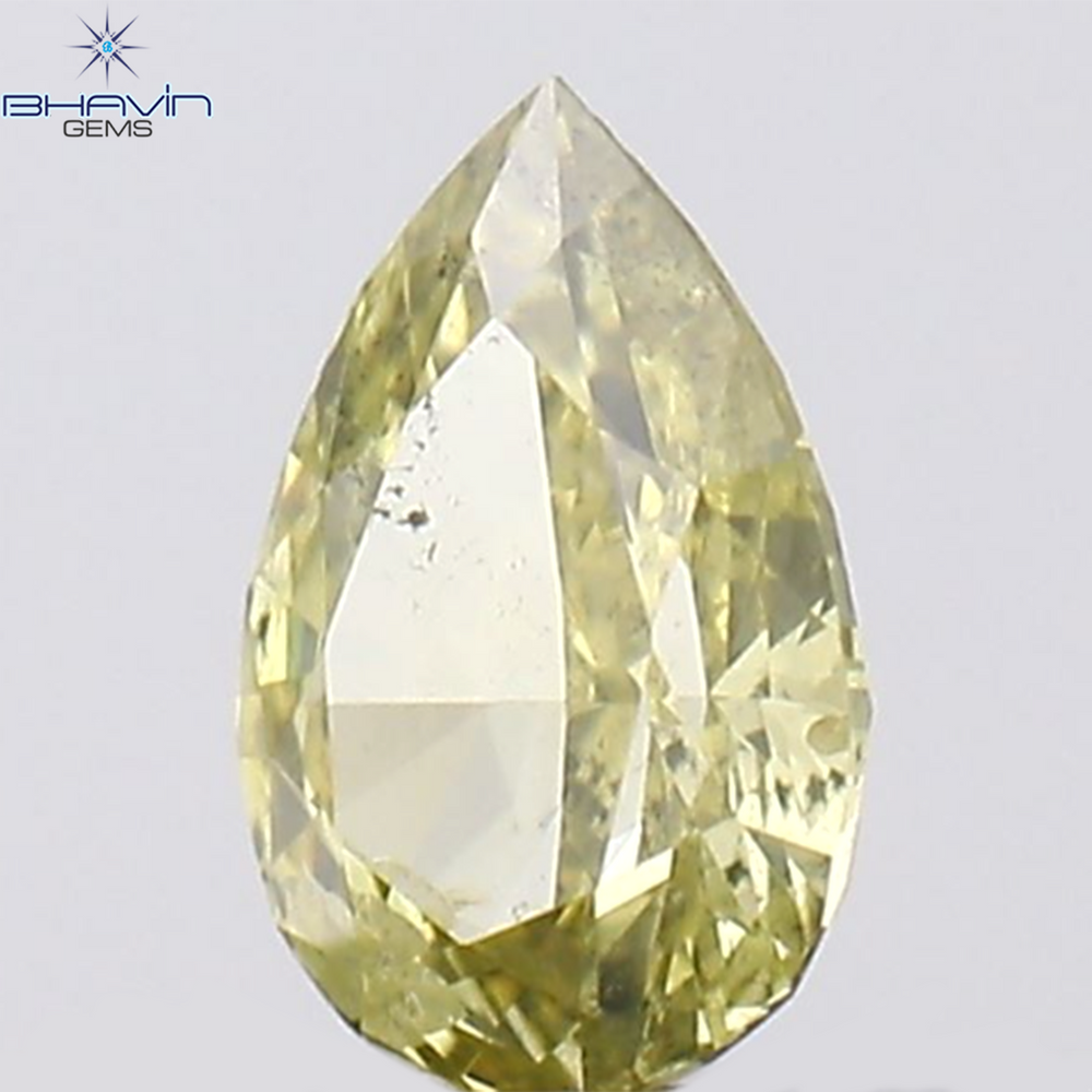 0.09 CT Pear Shape Natural Diamond Green (Chameleon) Color SI1 Clarity (4.07 MM)
