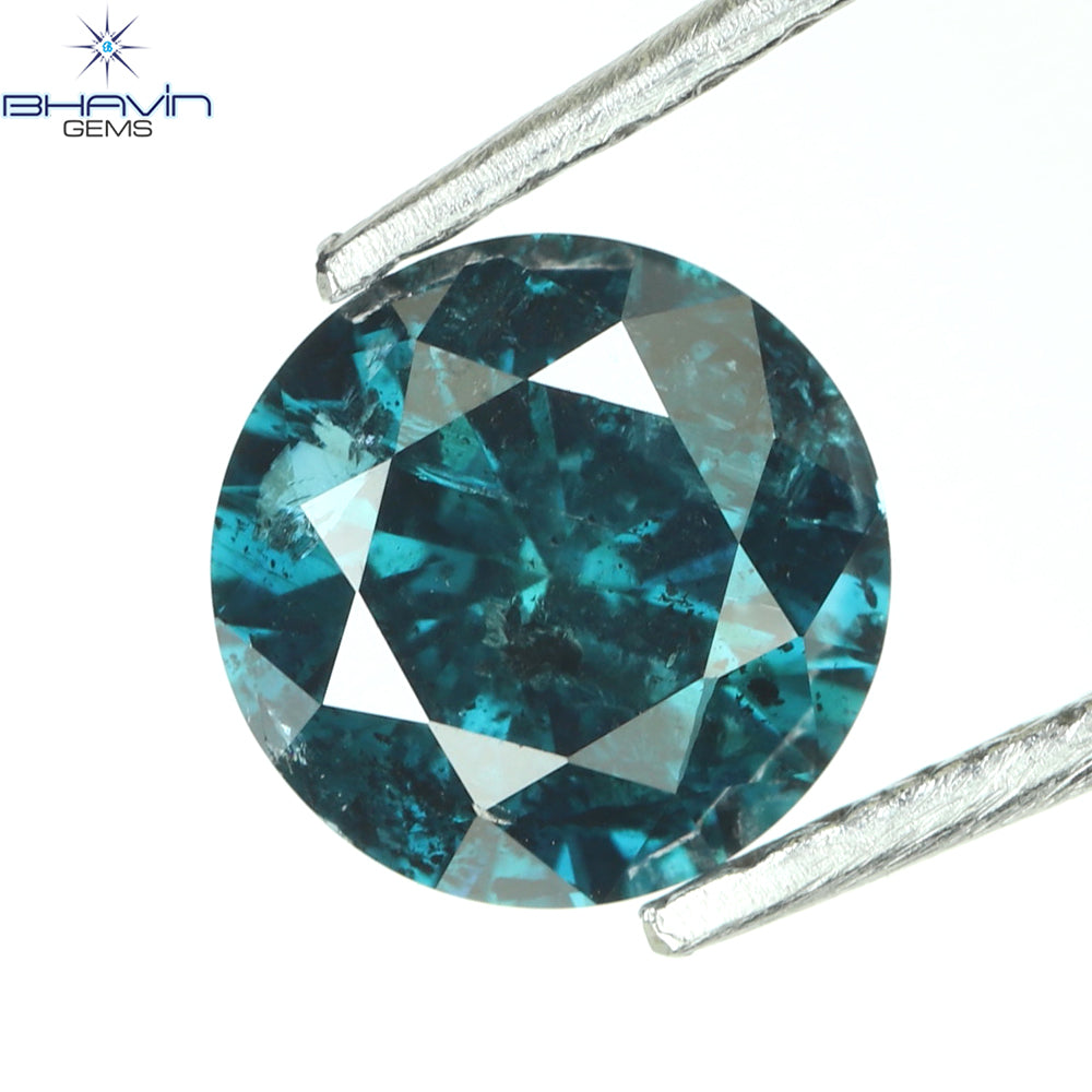 0.82 CT Natural Round Diamond Enhanced Blue Color Clarity I3 (5.96 MM)