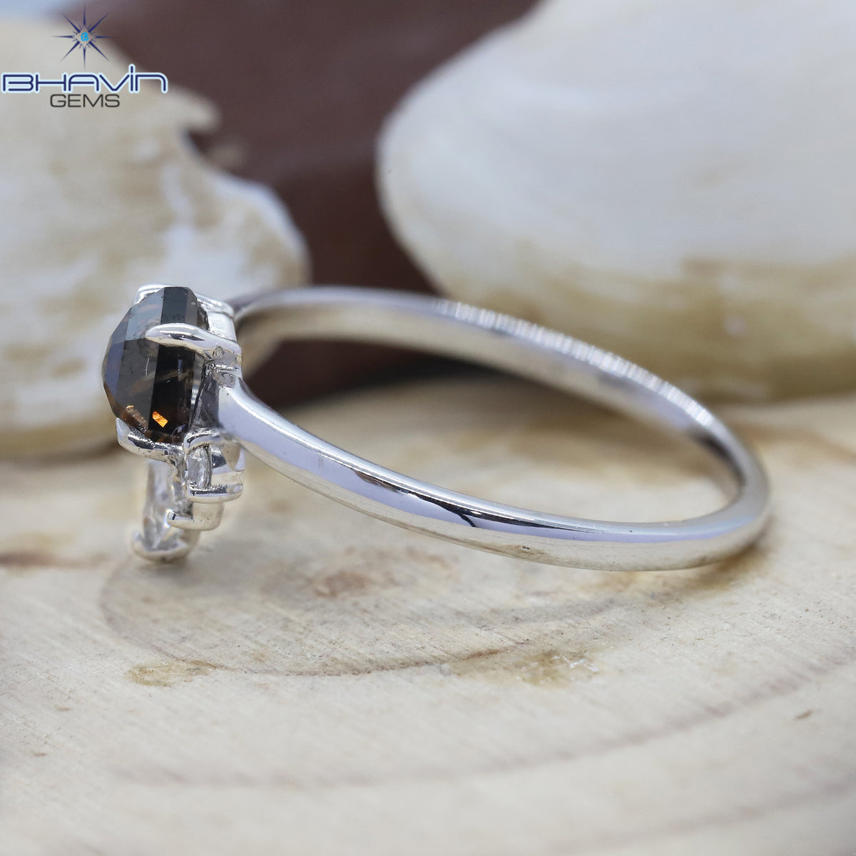 Shield Diamond Dark Brown Diamond Natural Diamond Ring Gold Ring Engagement Ring