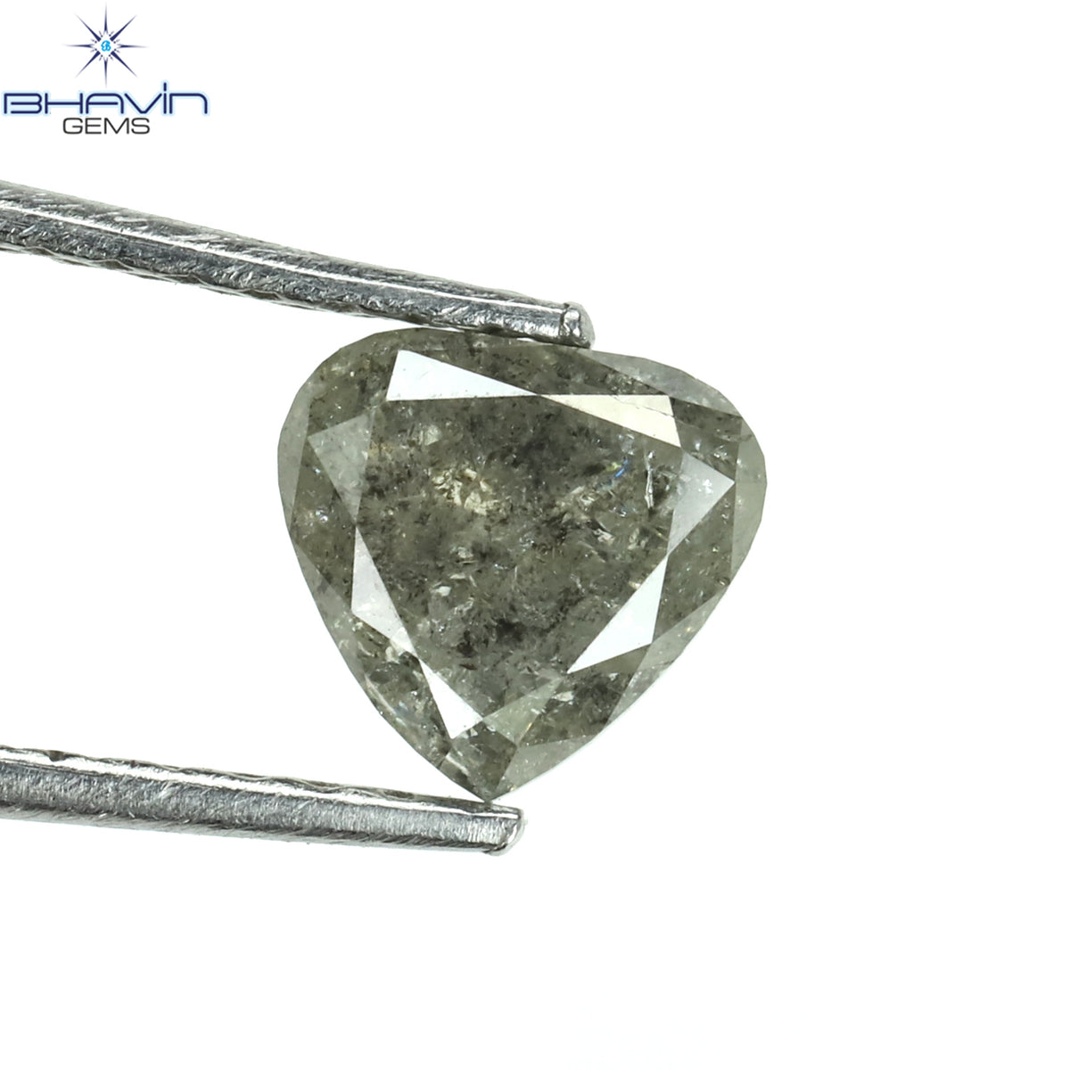 0.75 CT Natural Heart Diamond Salt And Pepper Color Clarity I3 (5.74 MM)