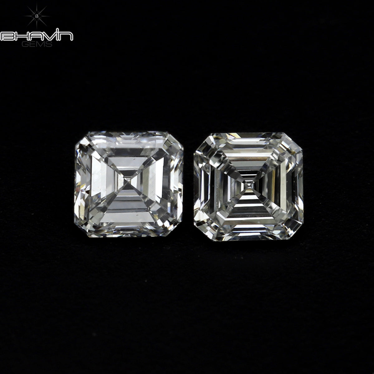 0.20 CT/2 Pcs Natural Asscher Diamond White (G+) Color Clarity VVS-VS (2.40 MM)