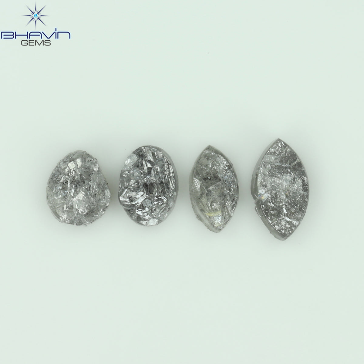 1.42 CT/4 Pcs Natural Uncut Diamond Salt And Pepper Color Clarity I3 (6.66 MM)