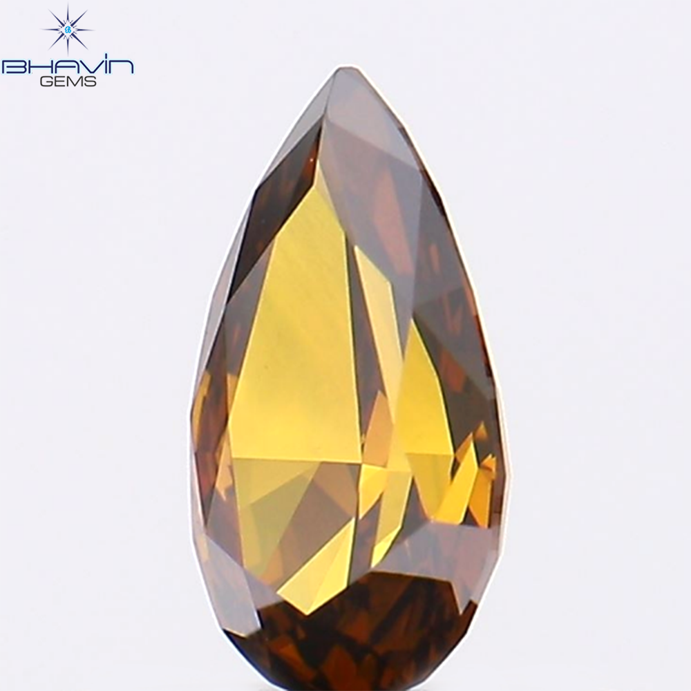 0.31 CT Natural Pear Diamond Enhanced Cognac Color Clarity VS1 (5.96 MM)