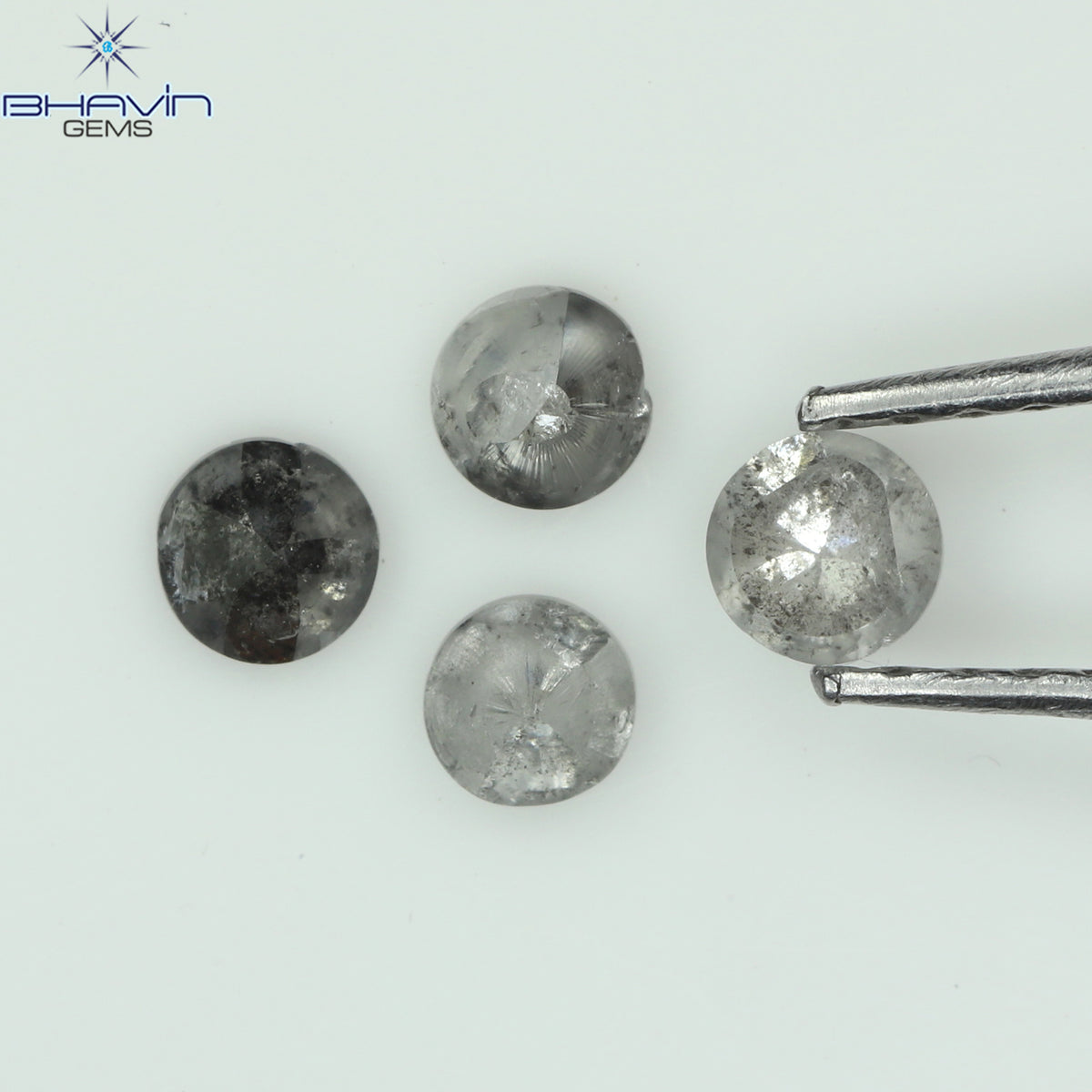 0.56 CT/4 Pcs Natural Uncut Diamond Salt And Pepper Color Clarity I3 (3.10 MM)