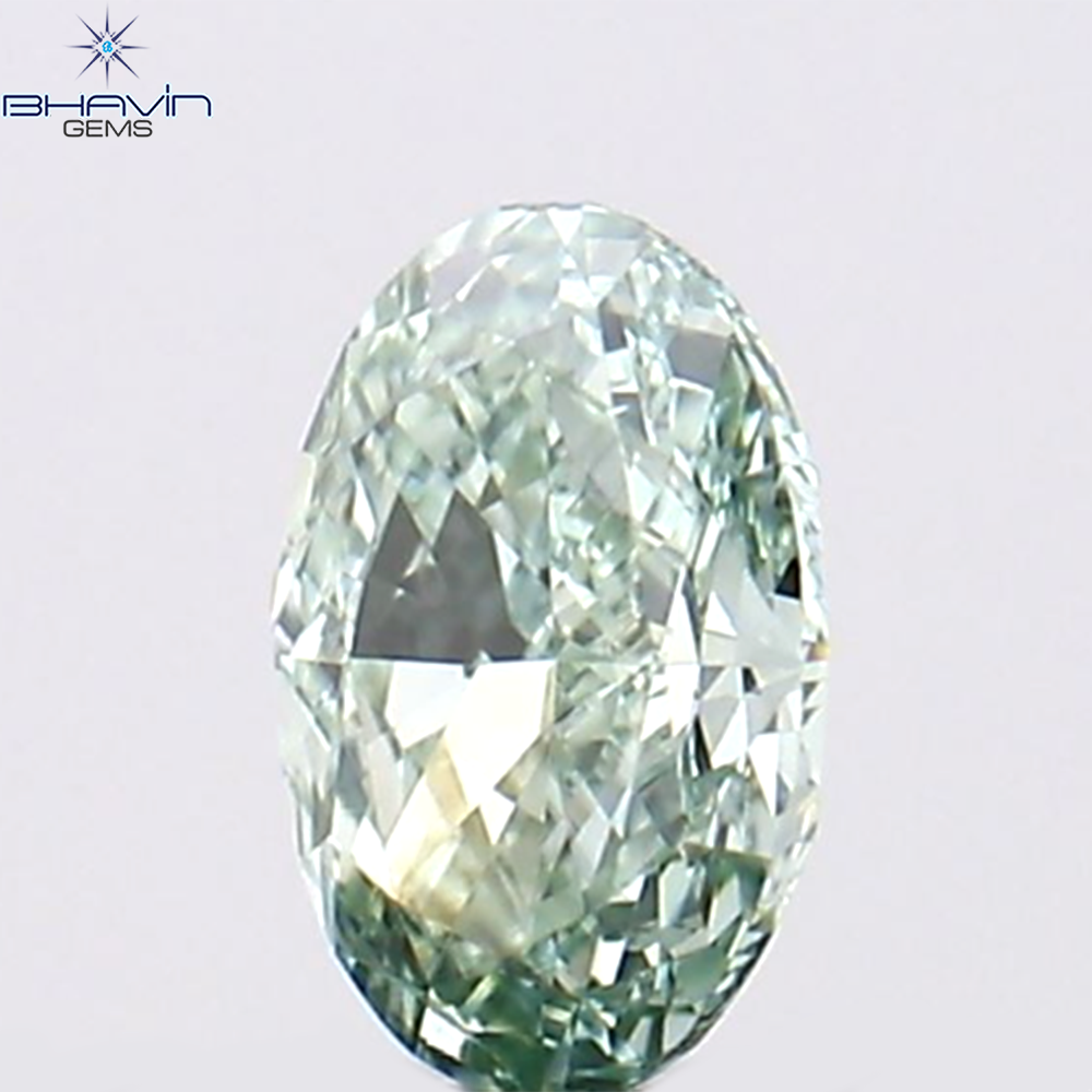 0.10 CT オーバルシェイプ ナチュラル ダイヤモンド ブルーイッシュ グリーン カラー VS1 クラリティ (3.55 MM)