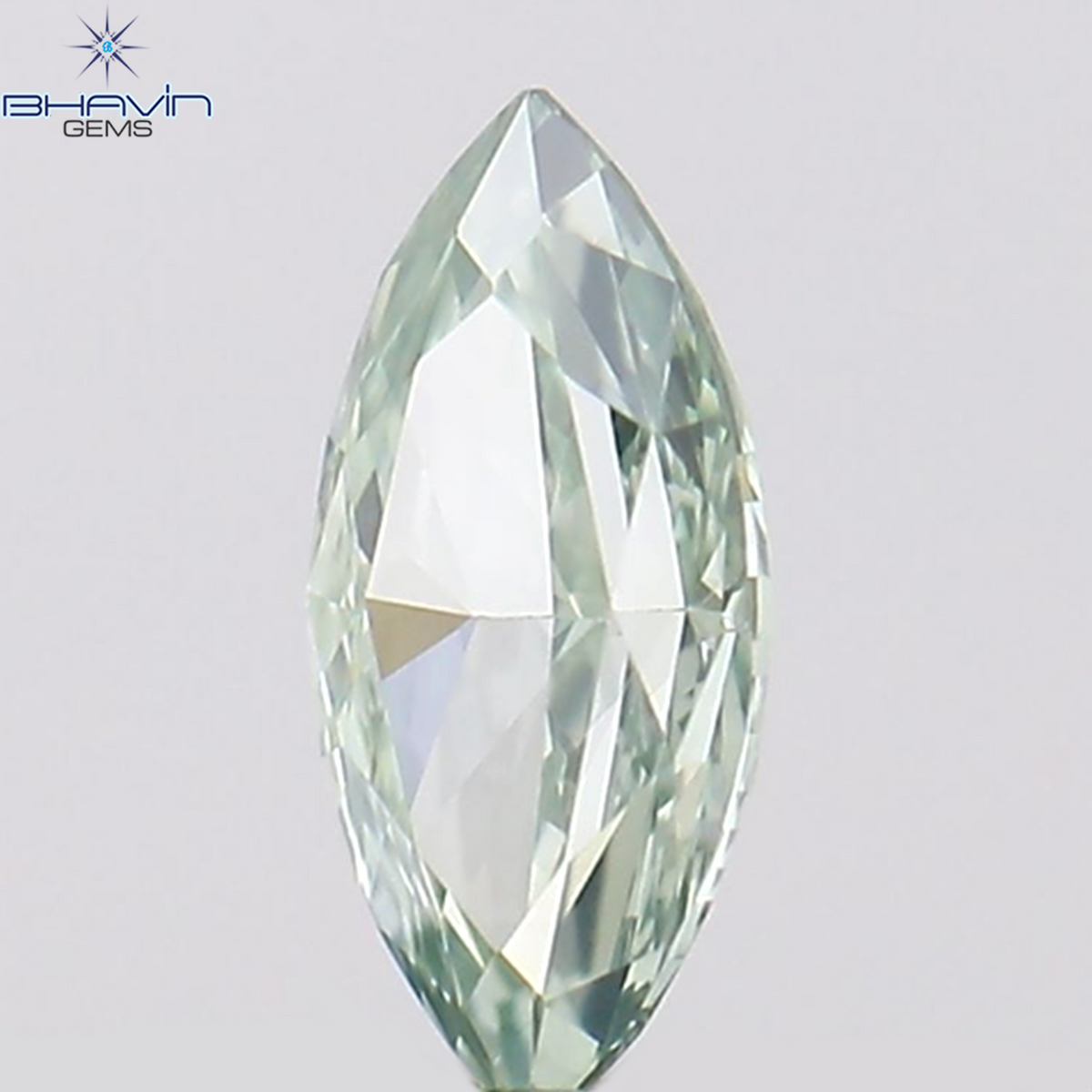 0.36 CT マーキス シェイプ ナチュラル ダイヤモンド グリーンがかったブルー カラー SI1 クラリティ (6.85 MM)