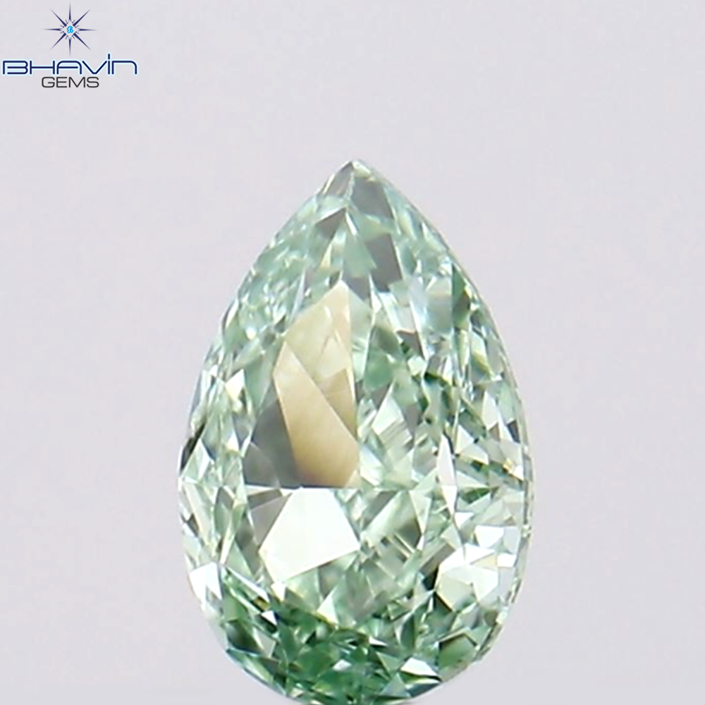 0.15 CT ペアシェイプ ナチュラル ダイヤモンド ブルーイッシュ グリーン カラー VS1 クラリティ (4.02 MM)