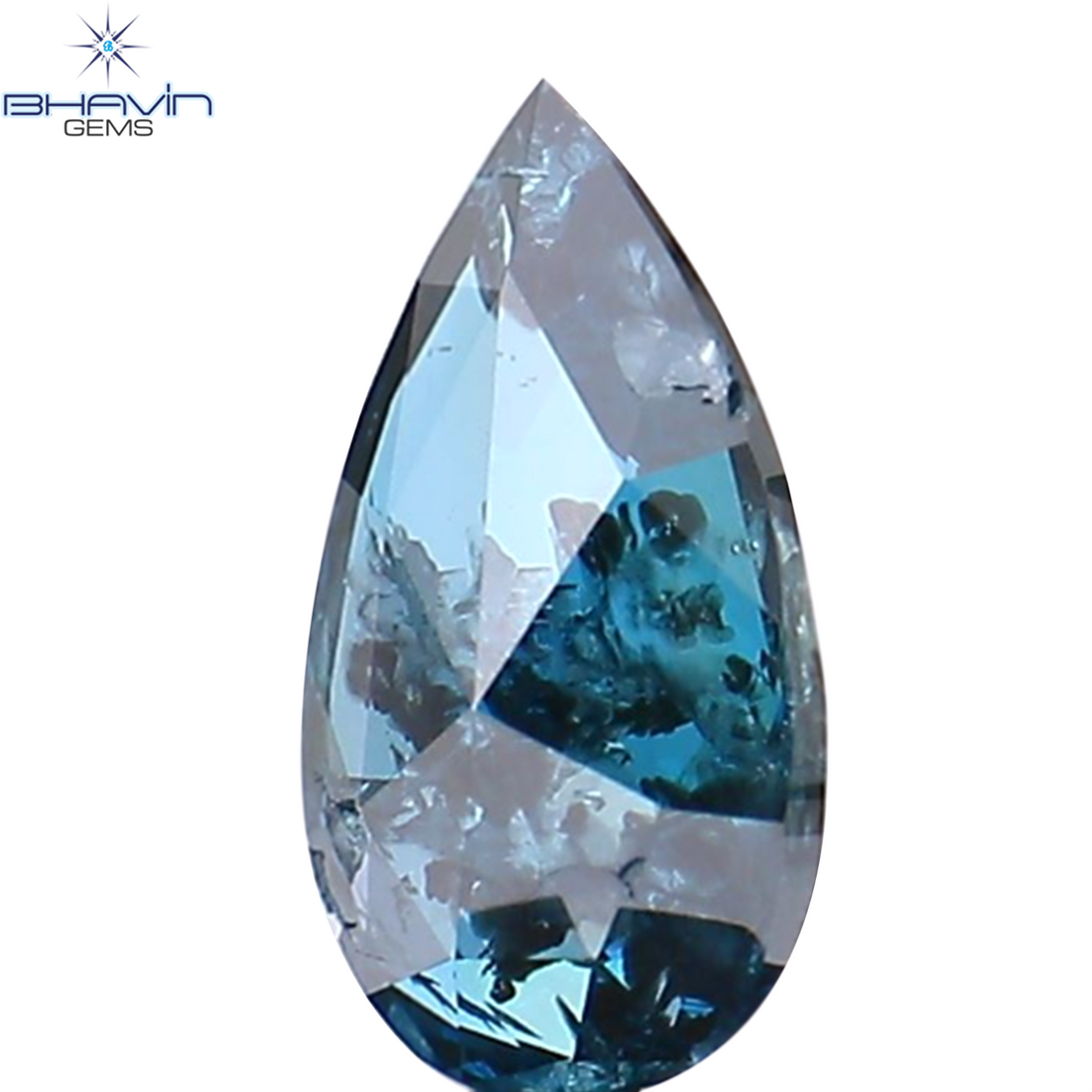 0.29 CT Natural Pear Diamond Enhanced Blue Color Clarity I3 (6.30 MM)