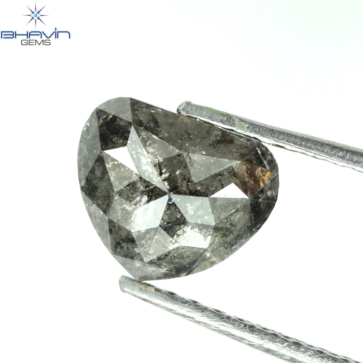 1.14 CT Natural Heart Diamond Salt And Pepper Color Clarity I3 (7.44 MM)