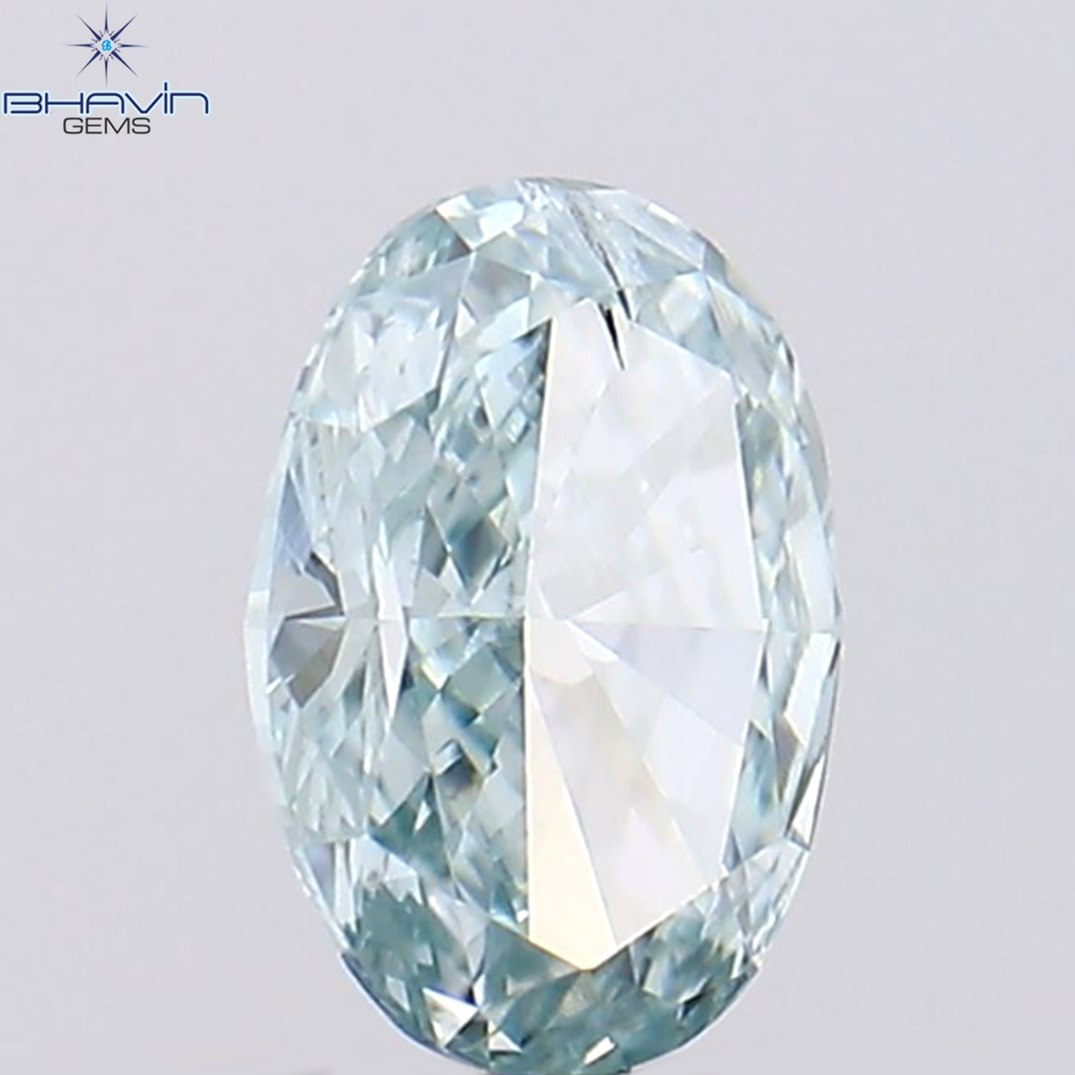 0.37 CT オーバル シェイプ ナチュラル ダイヤモンド グリーンがかったブルー カラー SI1 クラリティ (5.36 MM)