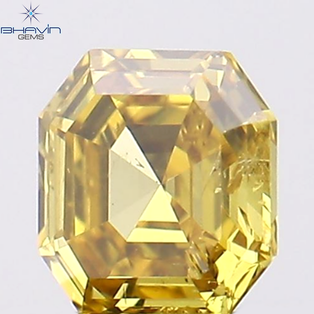 0.18 CT Asscher Shape Natural Loose Diamond Orange Yellow Color SI2 Clarity (3.57 MM)
