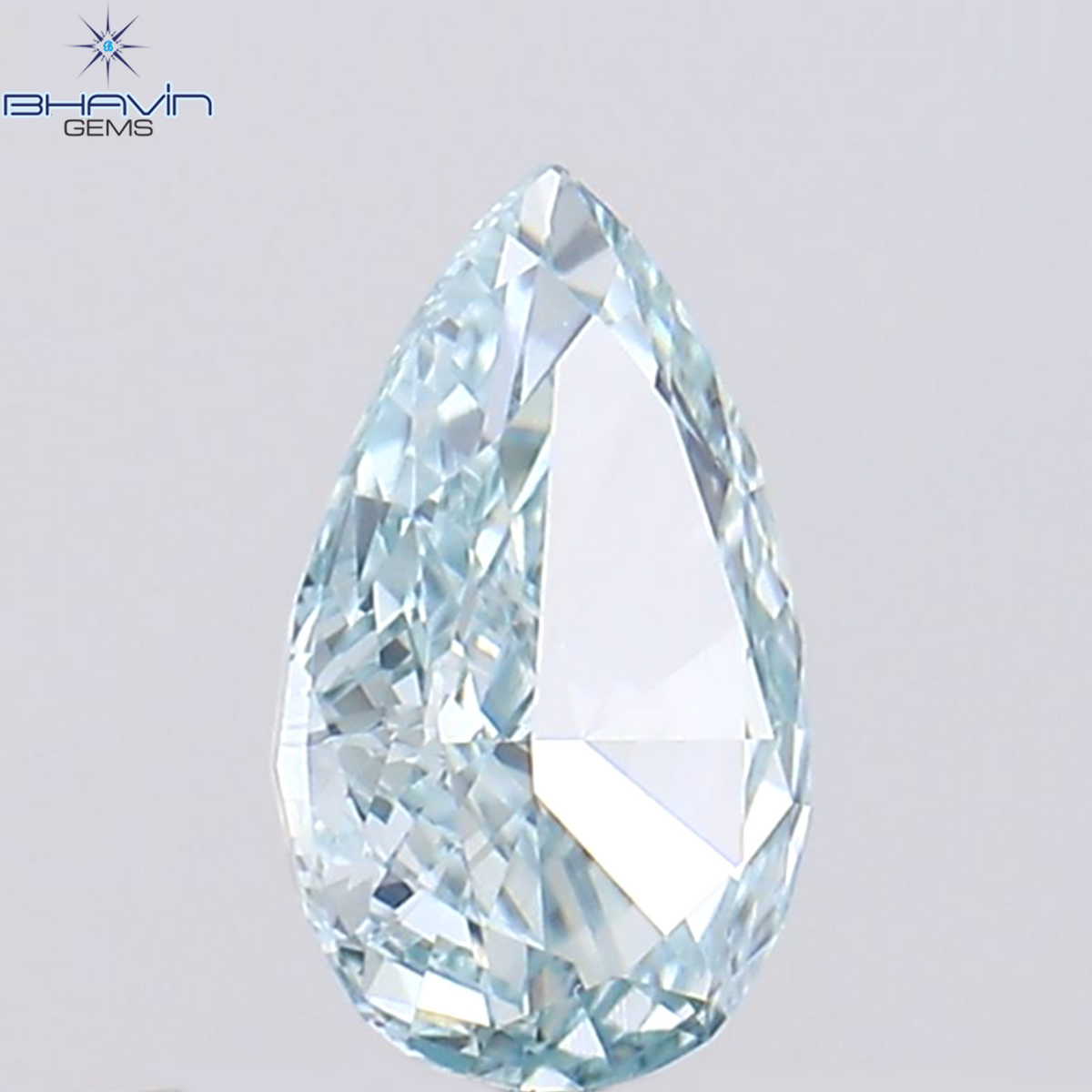 0.37 CT ペアシェイプ ナチュラル ダイヤモンド グリーンがかったブルー カラー VS1 クラリティ (6.00 MM)