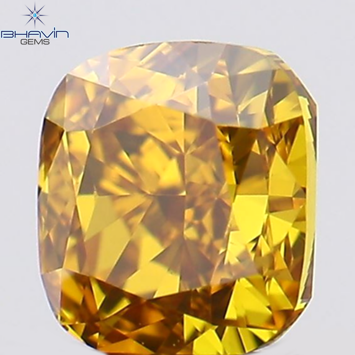 0.19 CT Natural Cushion Diamond Enhanced Orange Yellow Color Clarity VS1 (3.20 MM)