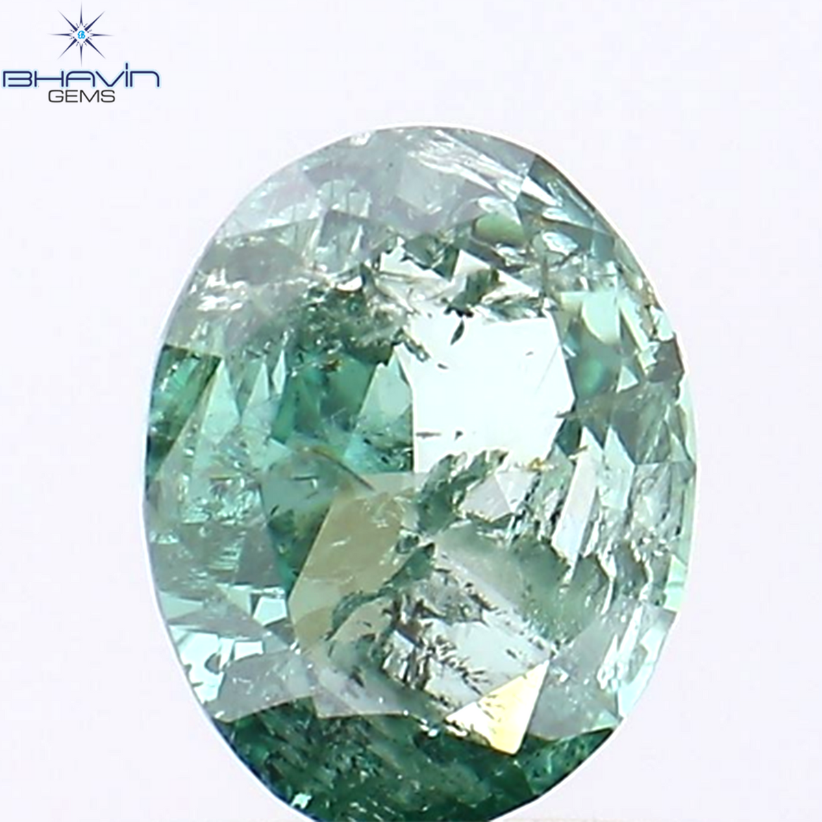 0.50 CT オーバル シェイプ ナチュラル ダイヤモンド グリーン カラー SI1 クラリティ (5.87 MM)