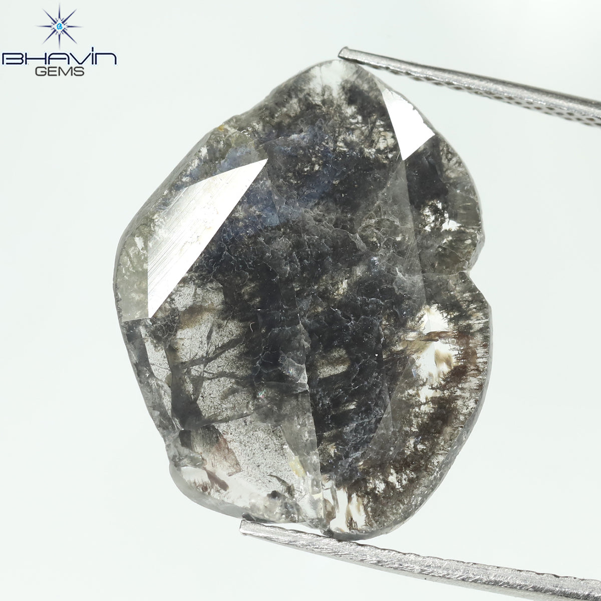 5.51 CT Natural Slice Diamond Salt And Pepper Color Clarity I3 (20.03 MM)