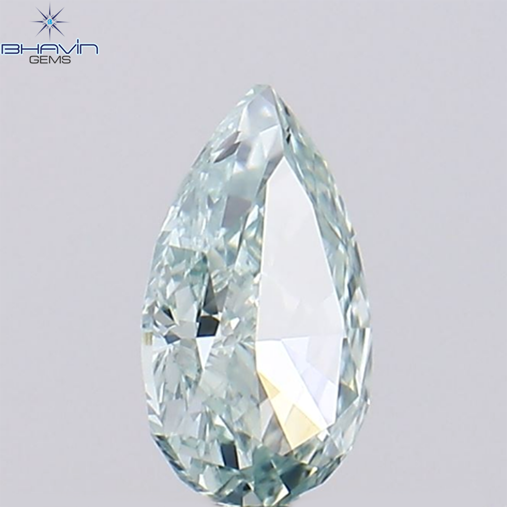 0.27 CT Natural Pear Diamond Enhanced Greenish Blue Color Clarity SI1 (5.31 MM)