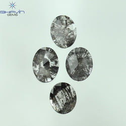 0.92 CT スライス形状 天然ダイヤモンド ソルト アンド ペッパー カラー I3 クラリティ (10.75 MM)