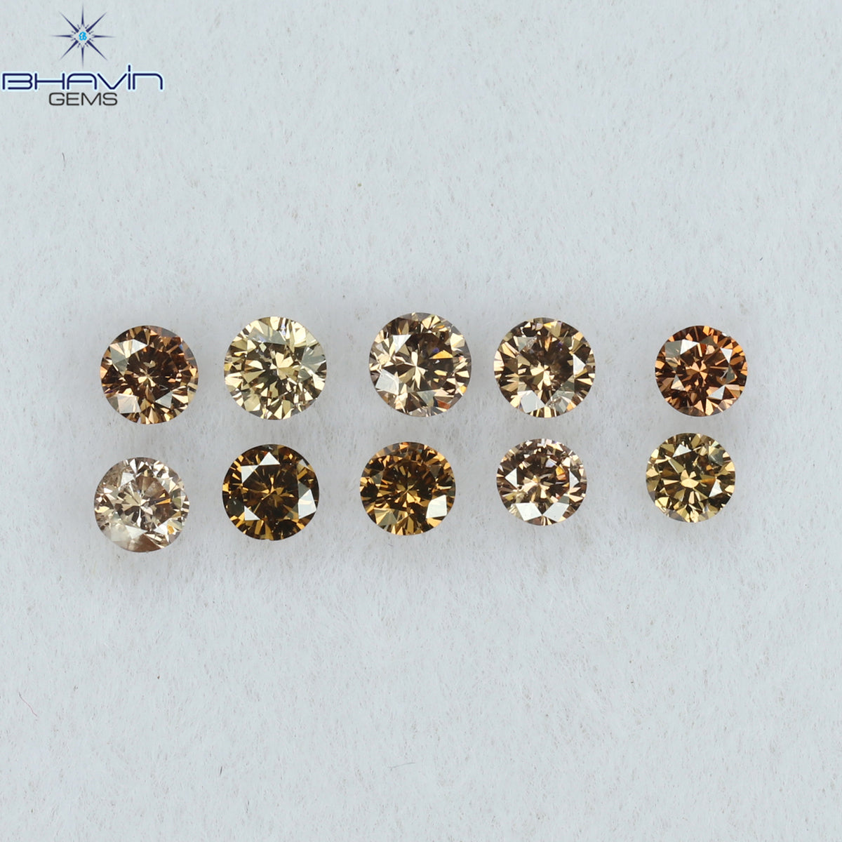 0.32 CT/10 Pcs Natural Round Diamond Brown Pink (Argyle) Color Clarity VS-SI (2.00 MM)