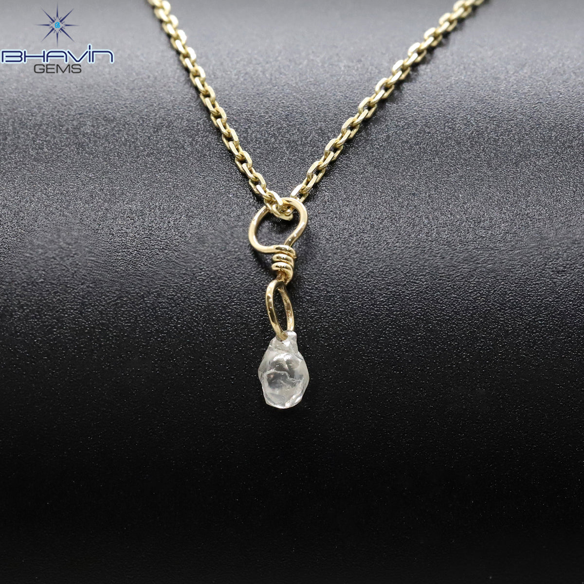 Diamond Pendant Rough Diamond White Gray Diamond Yellow Gold Pendant Bridal Necklace Pendant