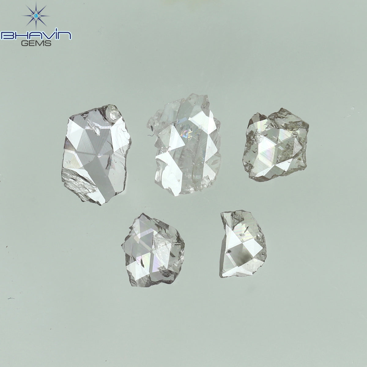 0.39 CT/5 ピース ローズカット ポルキ シェイプ ナチュラル ダイヤモンド ピンク カラー I2 クラリティ (4.84 MM)